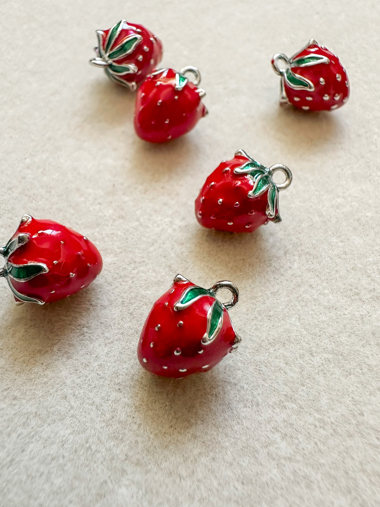 Silver Strawberry Charm