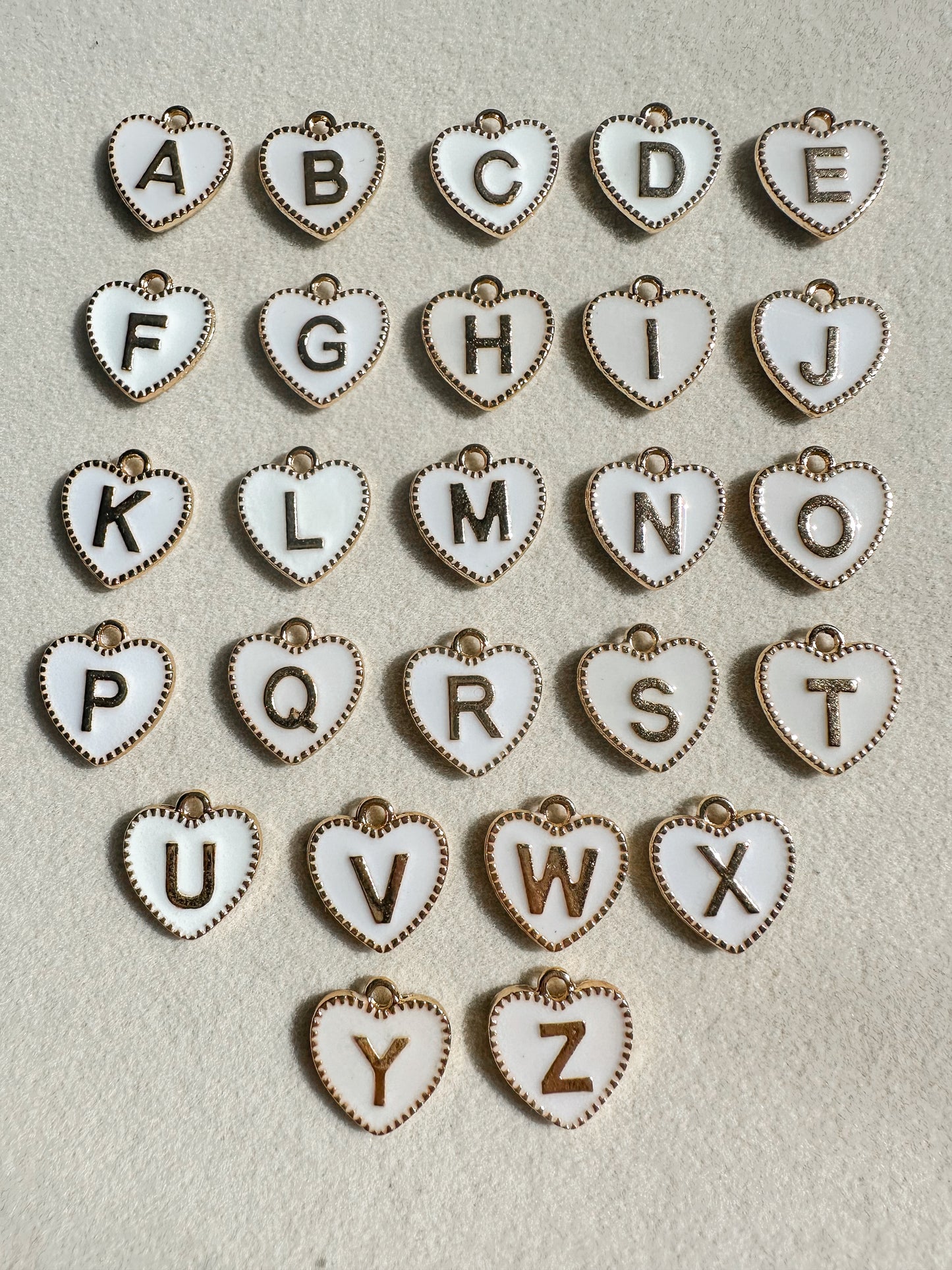 Heart Alphabet Charm | White