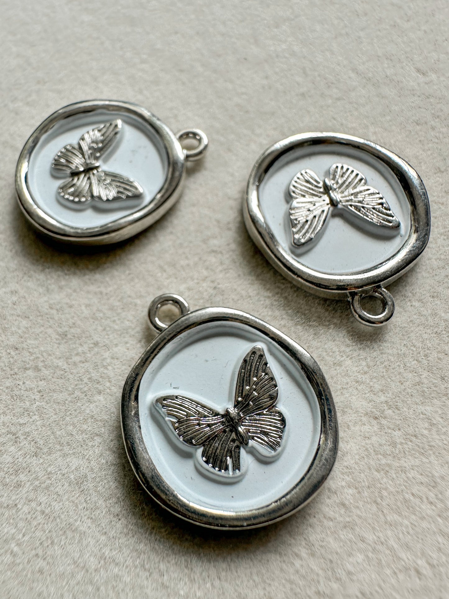 Circle Butterfly Charm | Silver