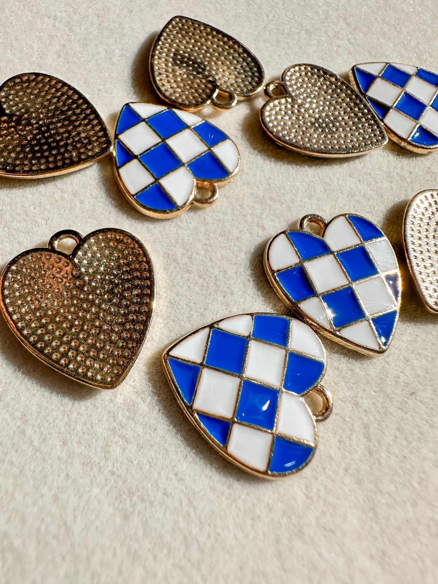 Checkered Heart Charm | Blue