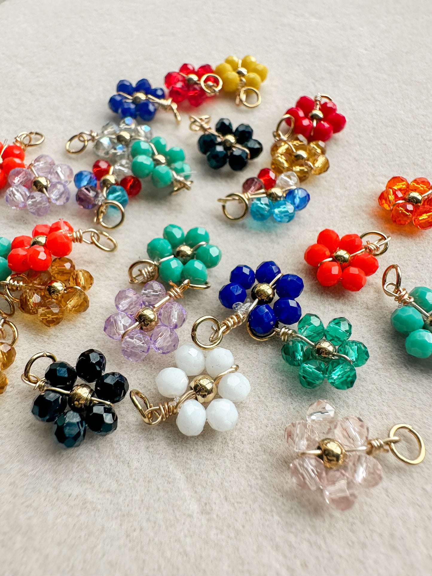 Beaded Flower Charm | Crystal