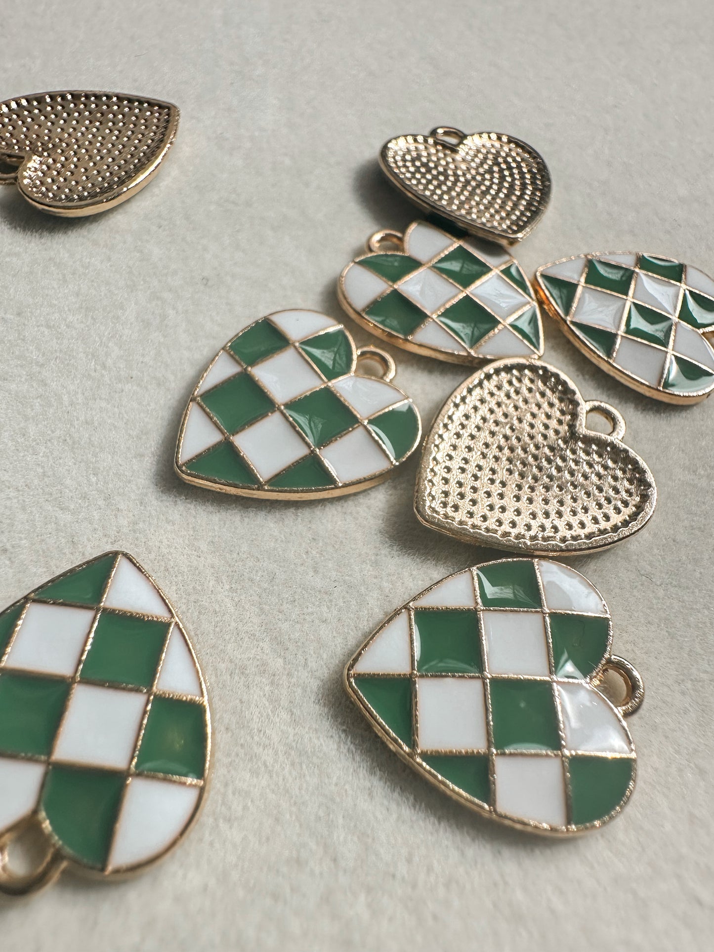 Checkered Heart Charm | Green