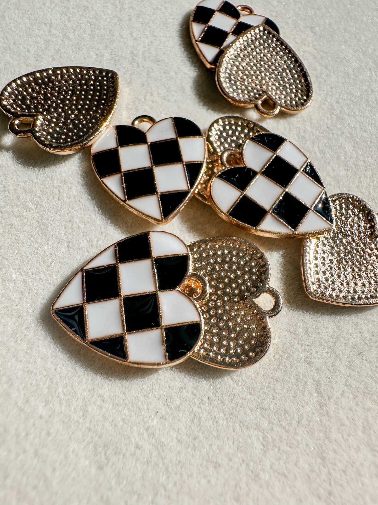 Checkered Heart Charm | Black