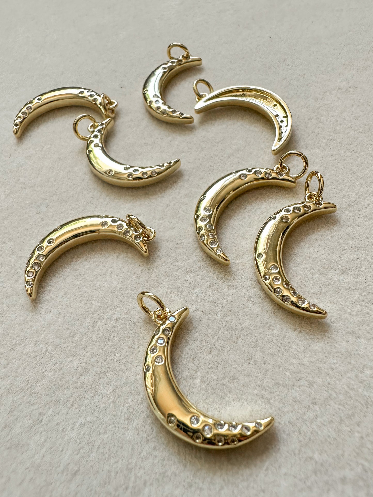Rhinestone Moon Charm