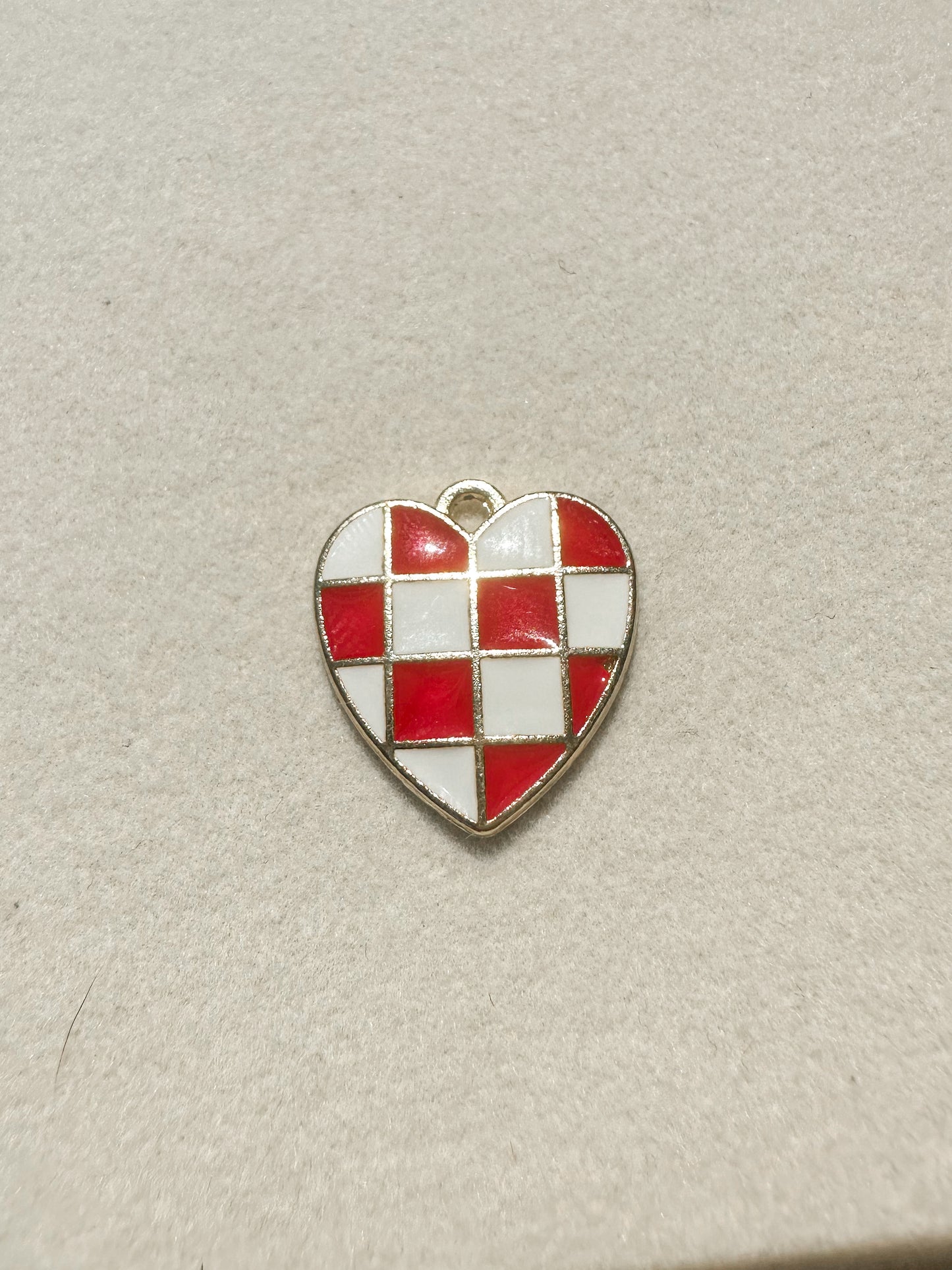 Checkered Heart Charm | Red