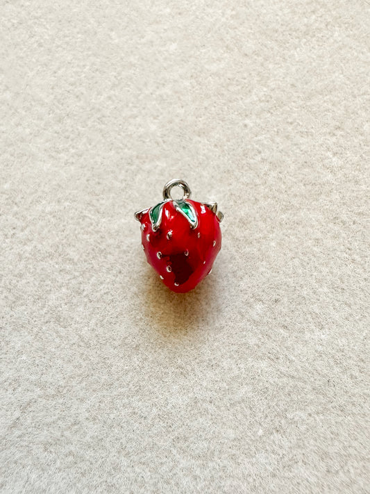 Silver Strawberry Charm