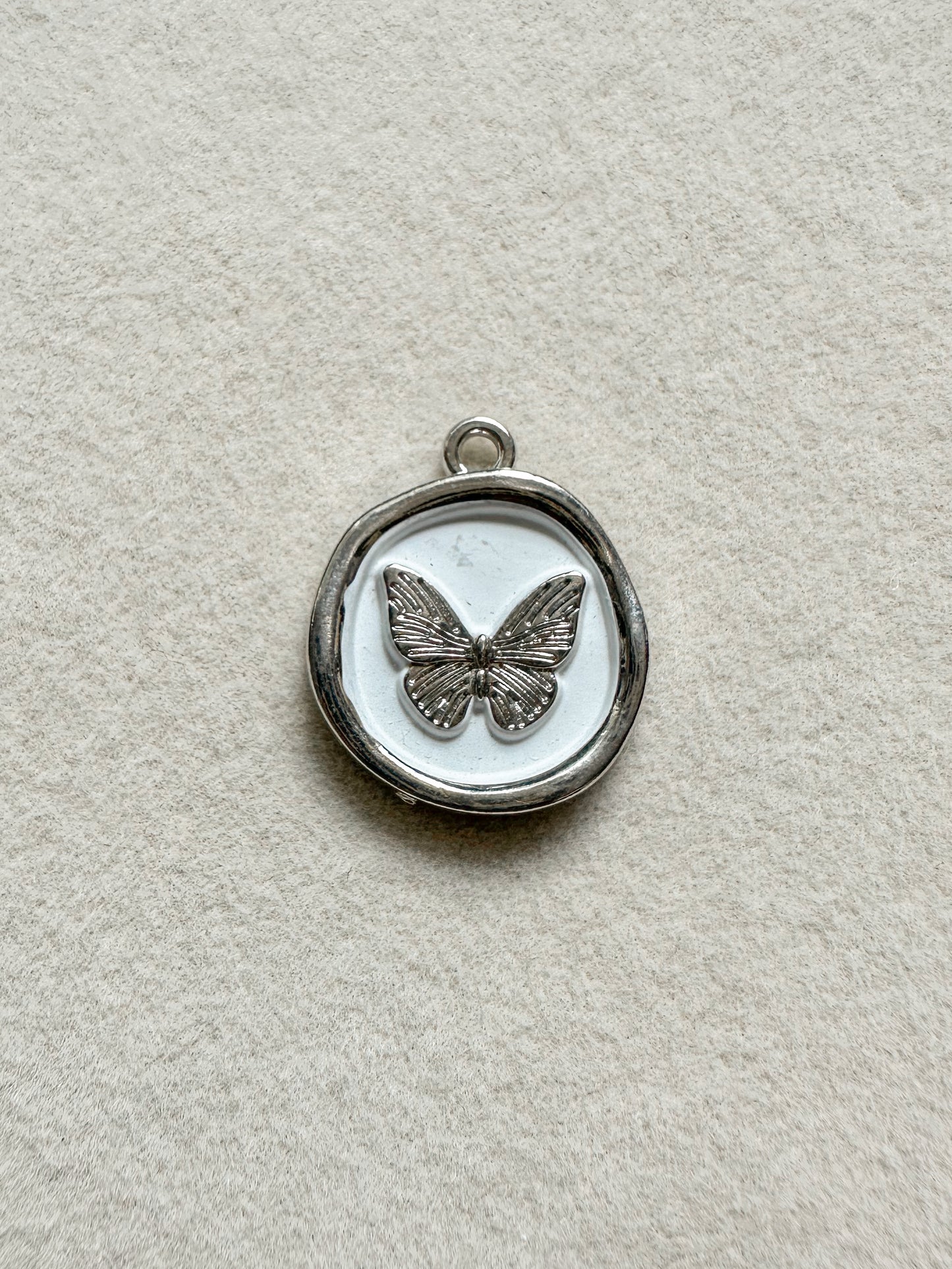 Circle Butterfly Charm | Silver