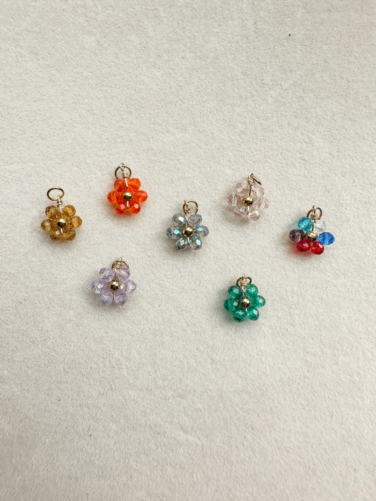 Beaded Flower Charm | Crystal