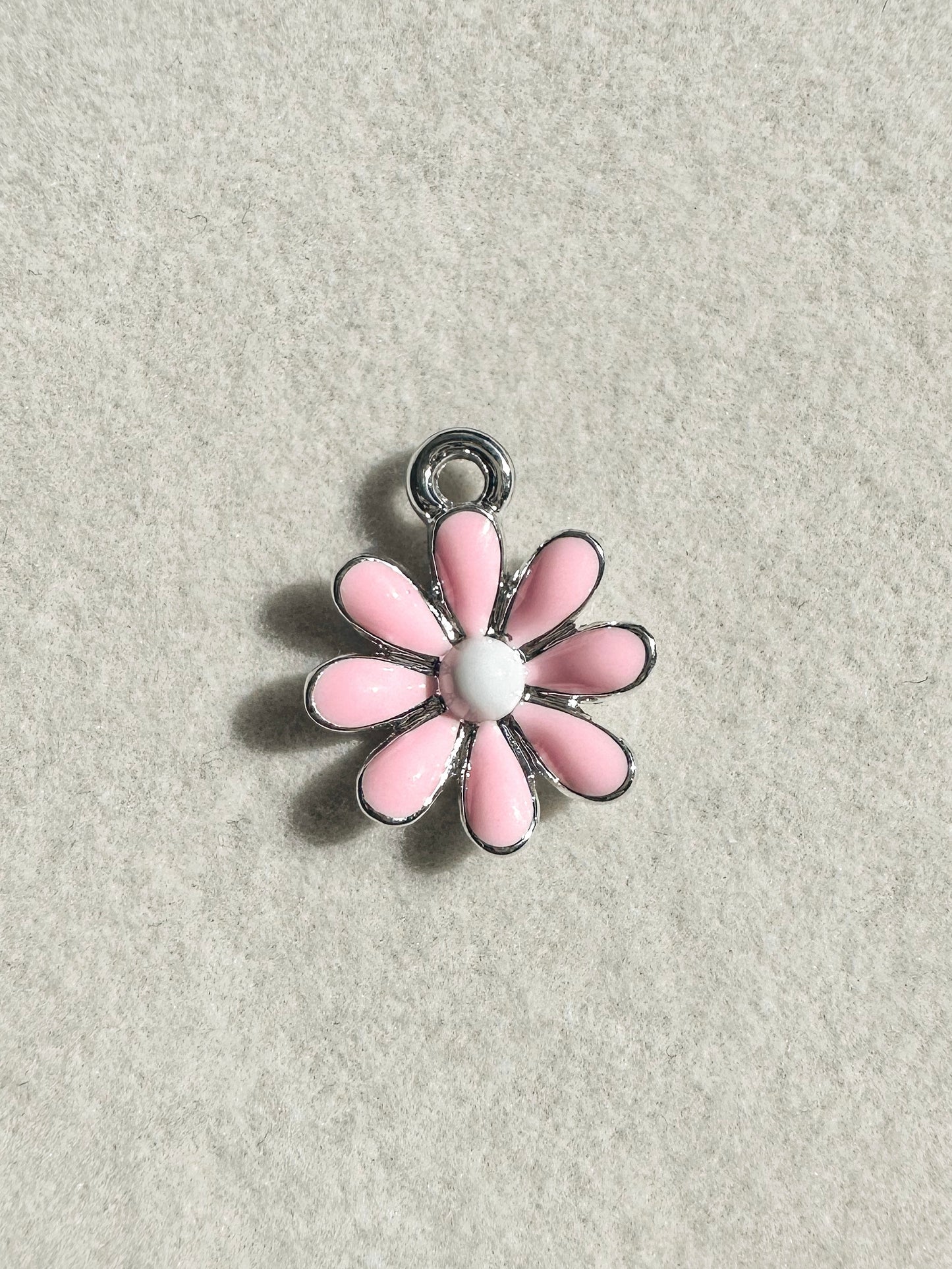 Silver Daisy Charm | Pink