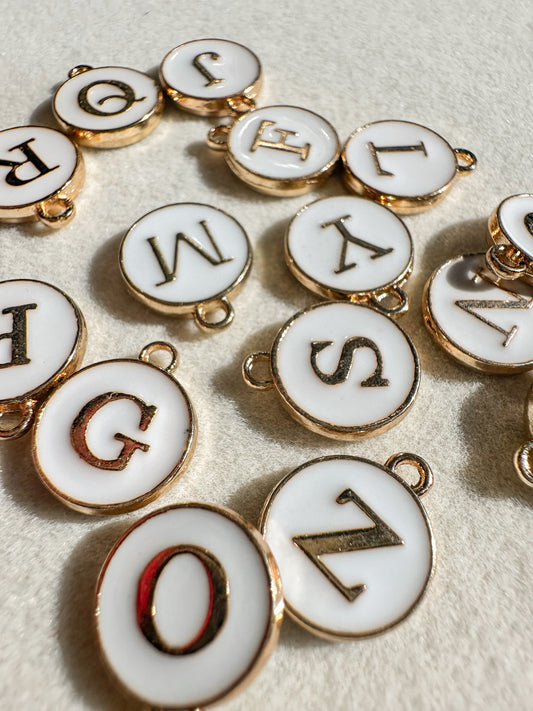 Circle Alphabet Charm | White