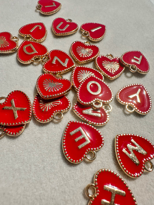 Heart Alphabet Charm | Red