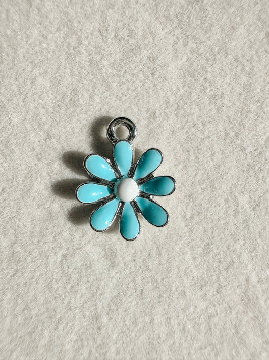 Silver Daisy Charm | Blue