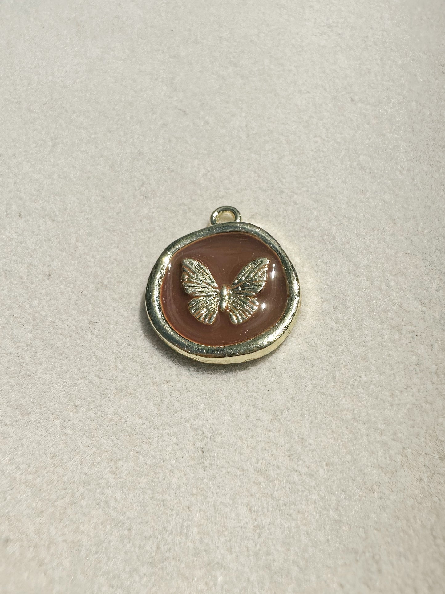 Golden Butterfly Charm | Circle