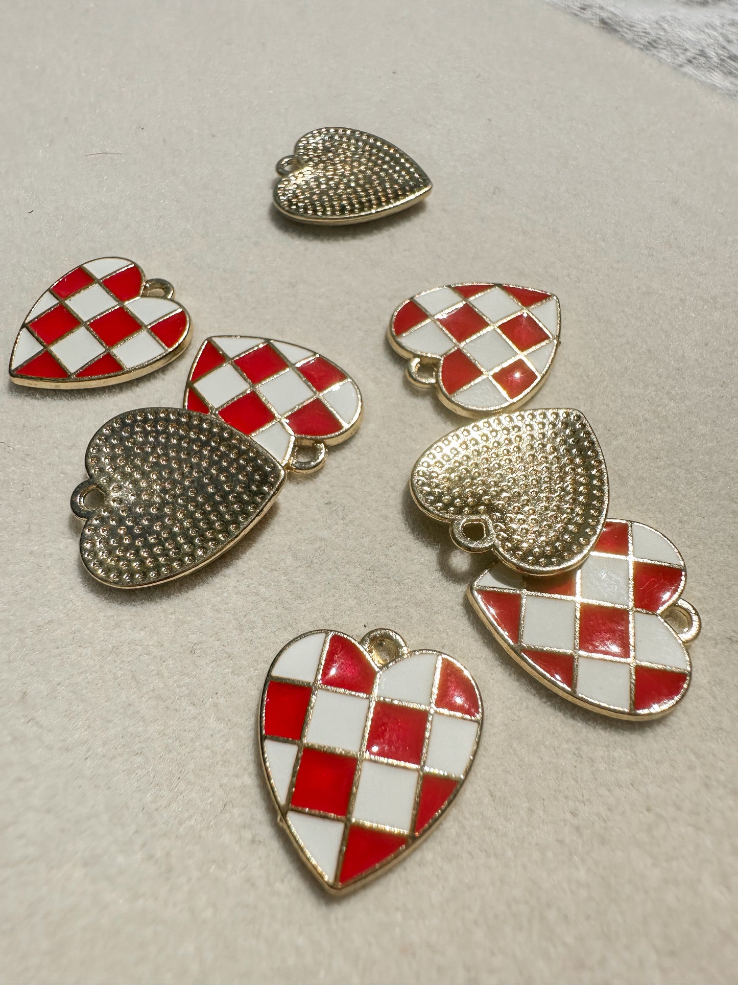 Checkered Heart Charm | Red