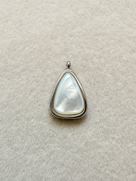 Pearlescent Tear Drop Charm | Silver