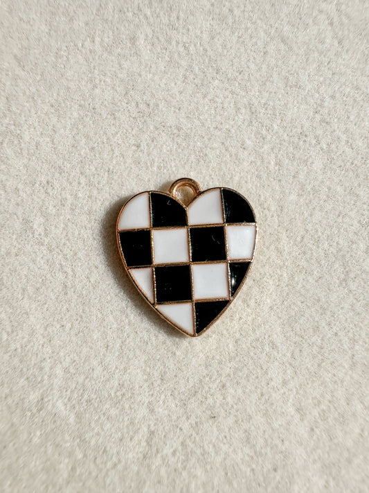 Checkered Heart Charm | Black