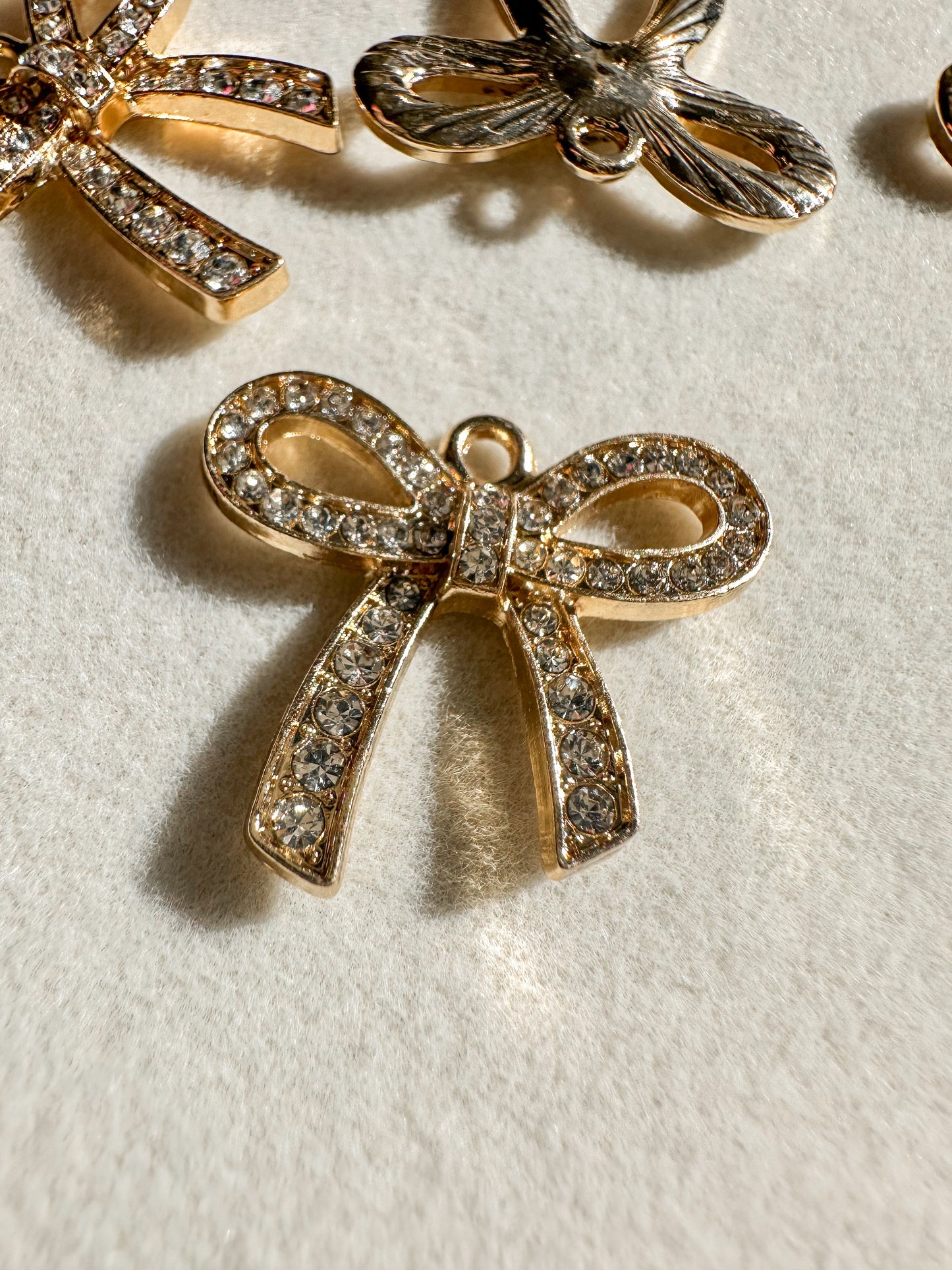 Rhinestone Bow Charm | Gold