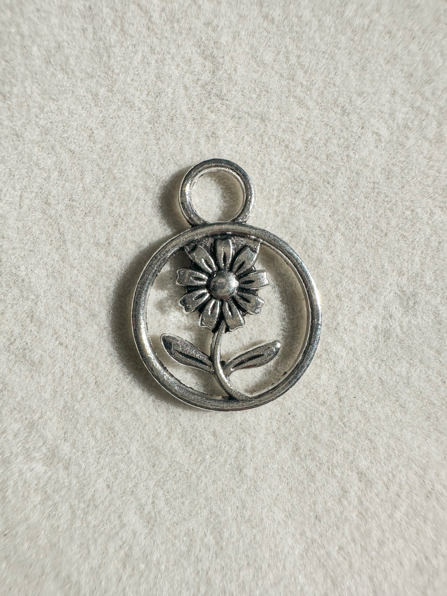 Silver Antique Flower Charm