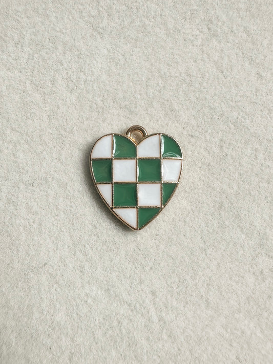 Checkered Heart Charm | Green