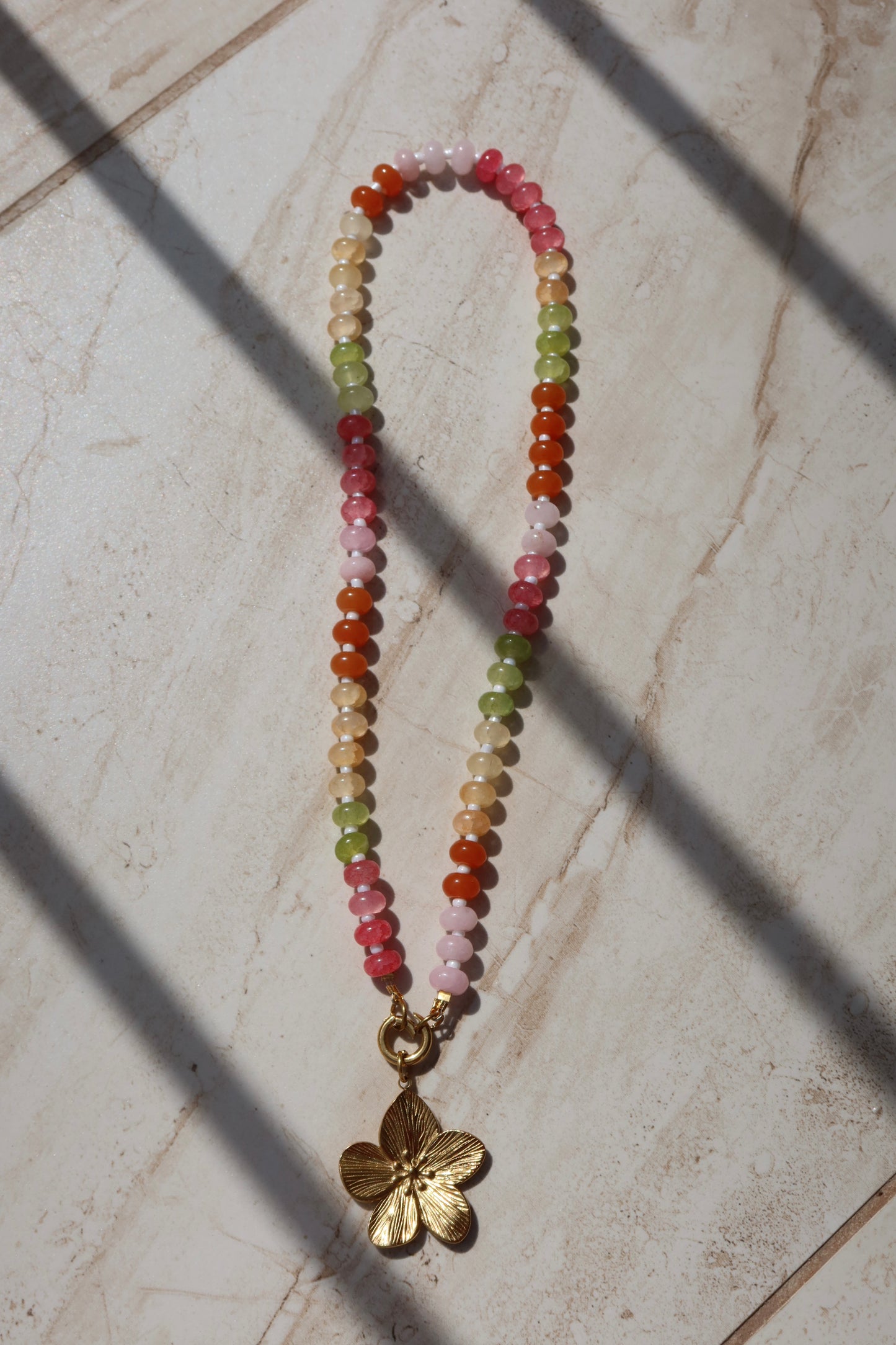 Strawberry Sherbet Beaded Necklace