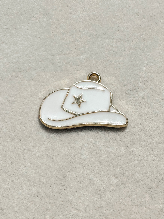 Cowgirl Hat Charm | White