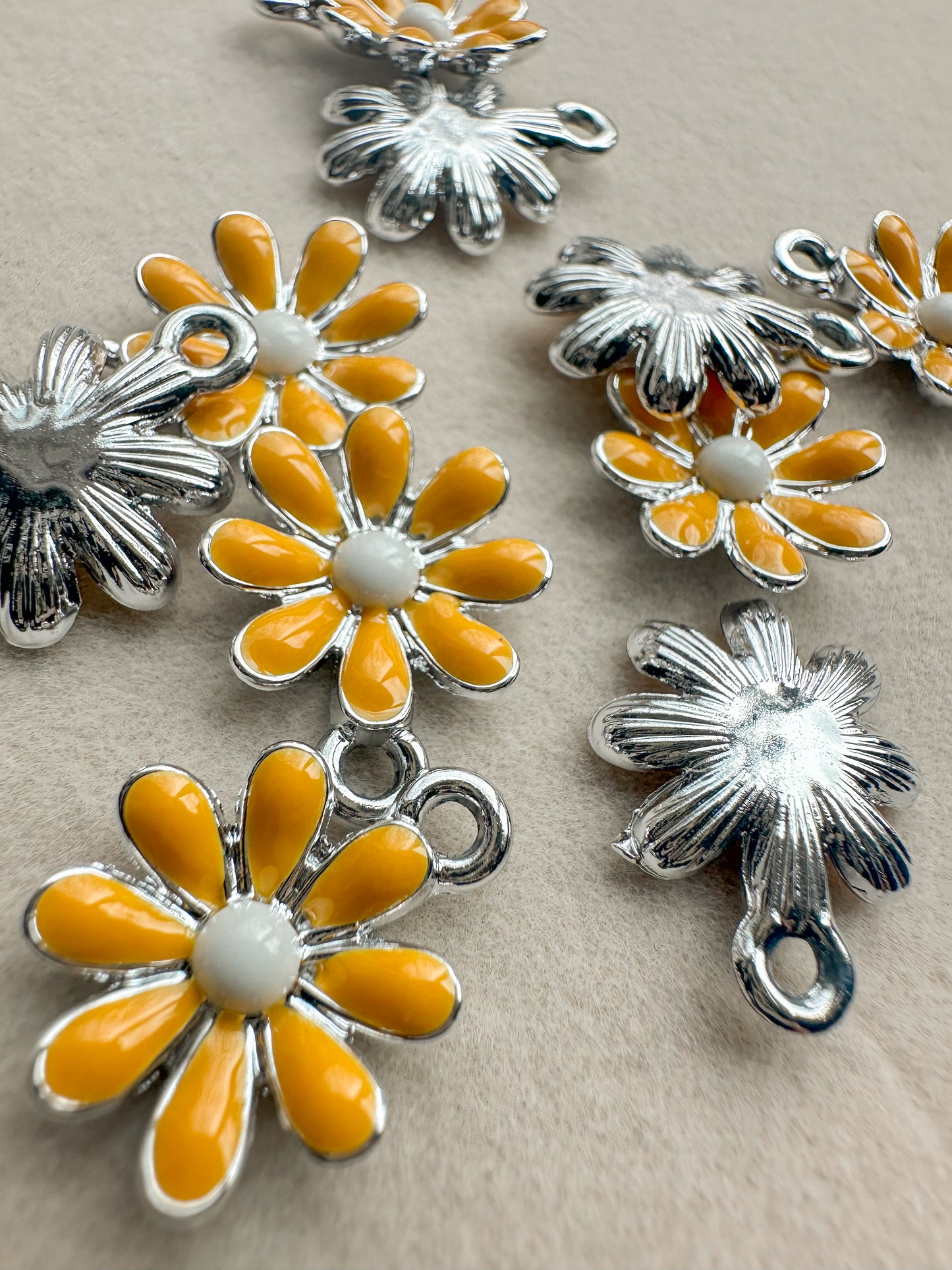 Silver Daisy Charm | Yellow