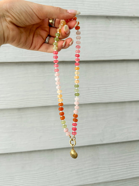Strawberry Sherbet Beaded Necklace