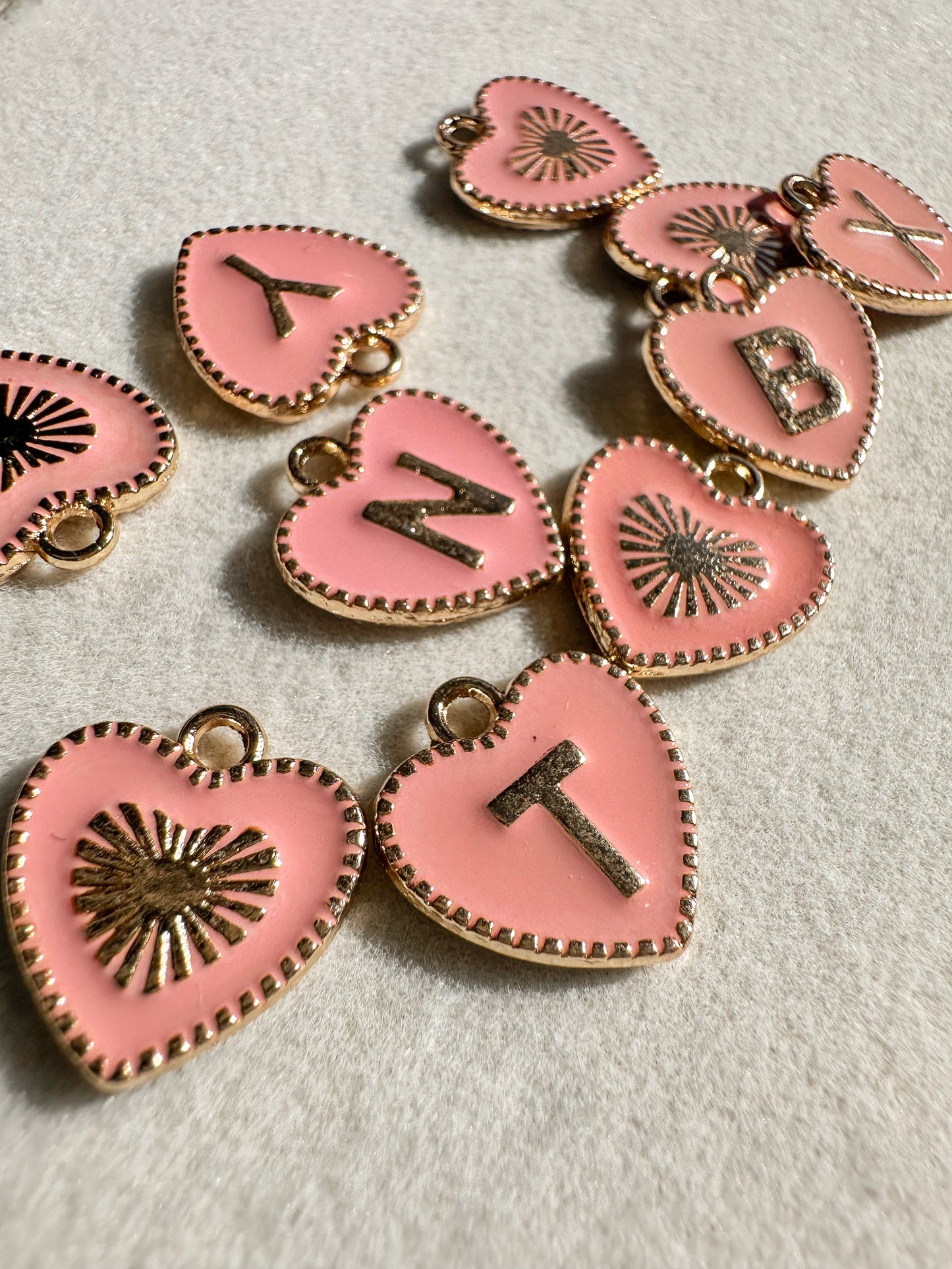 Heart Alphabet Charm | Pink