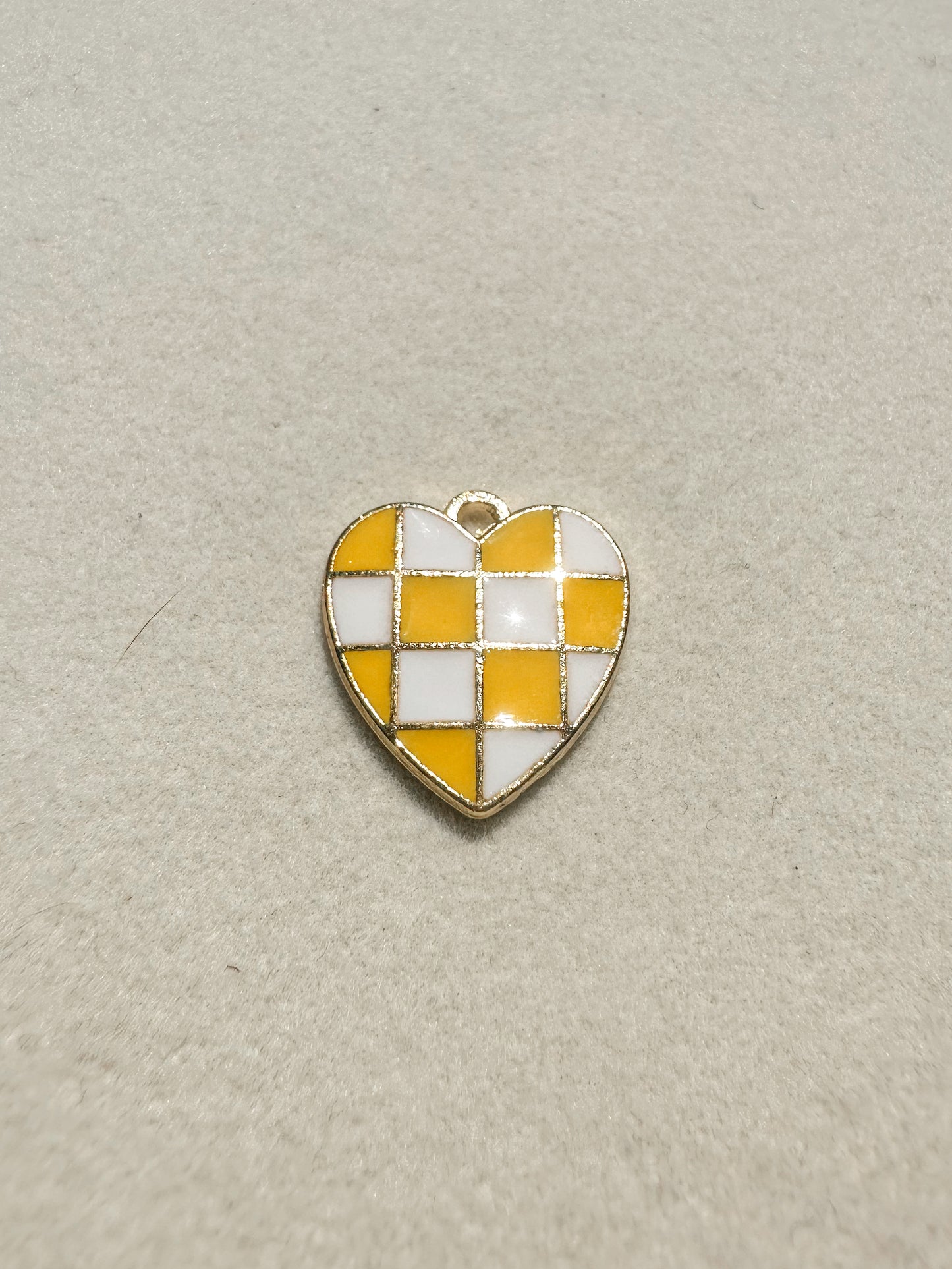 Checkered Heart Charm | Yellow