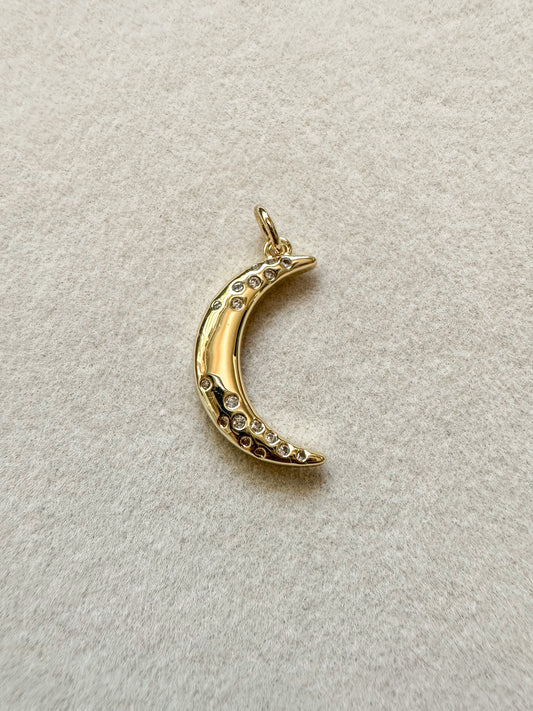 Rhinestone Moon Charm