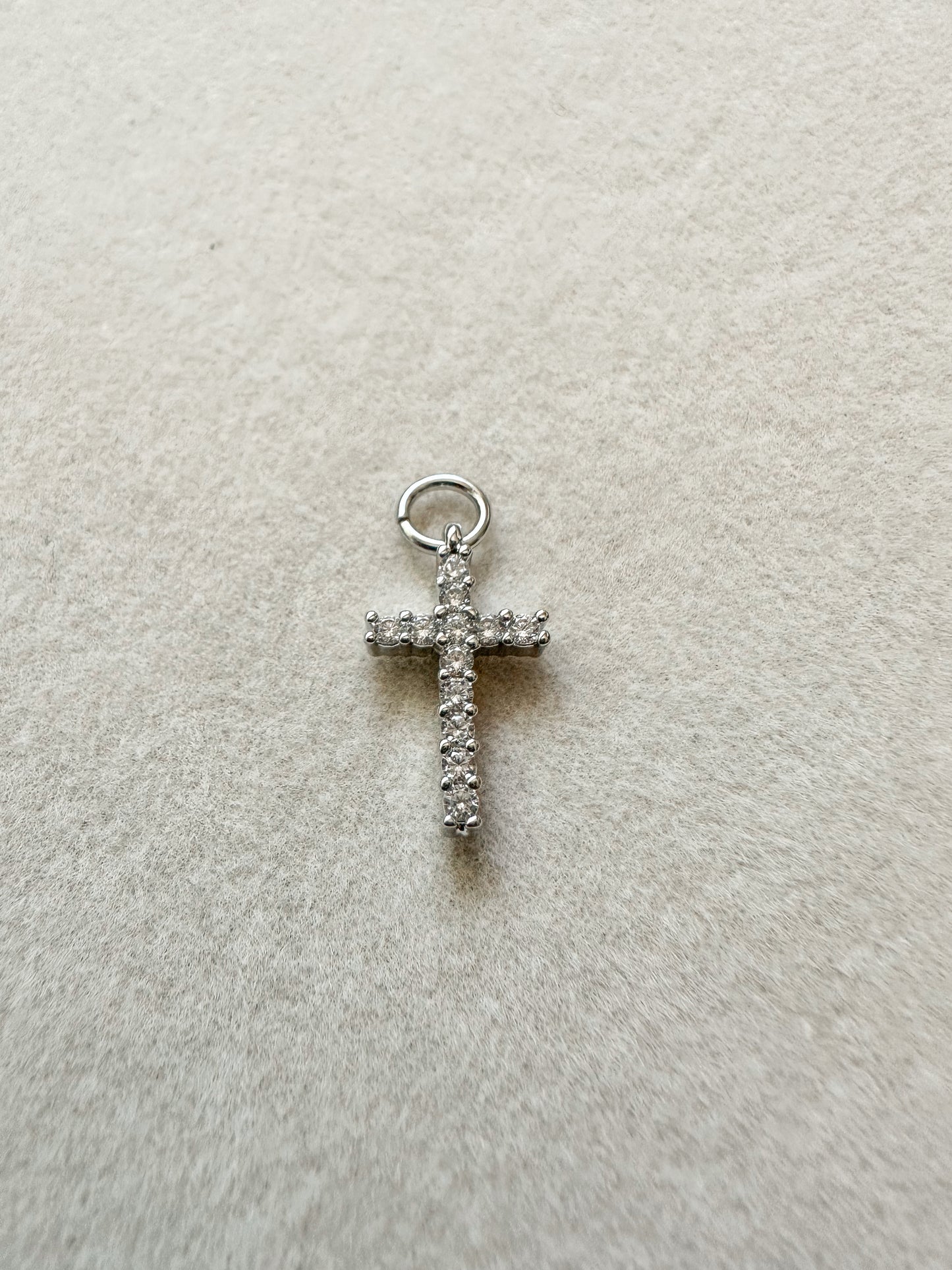 Rhinestone Cross Charm | Silver