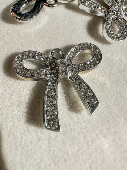 Rhinestone Bow Charm | Silver