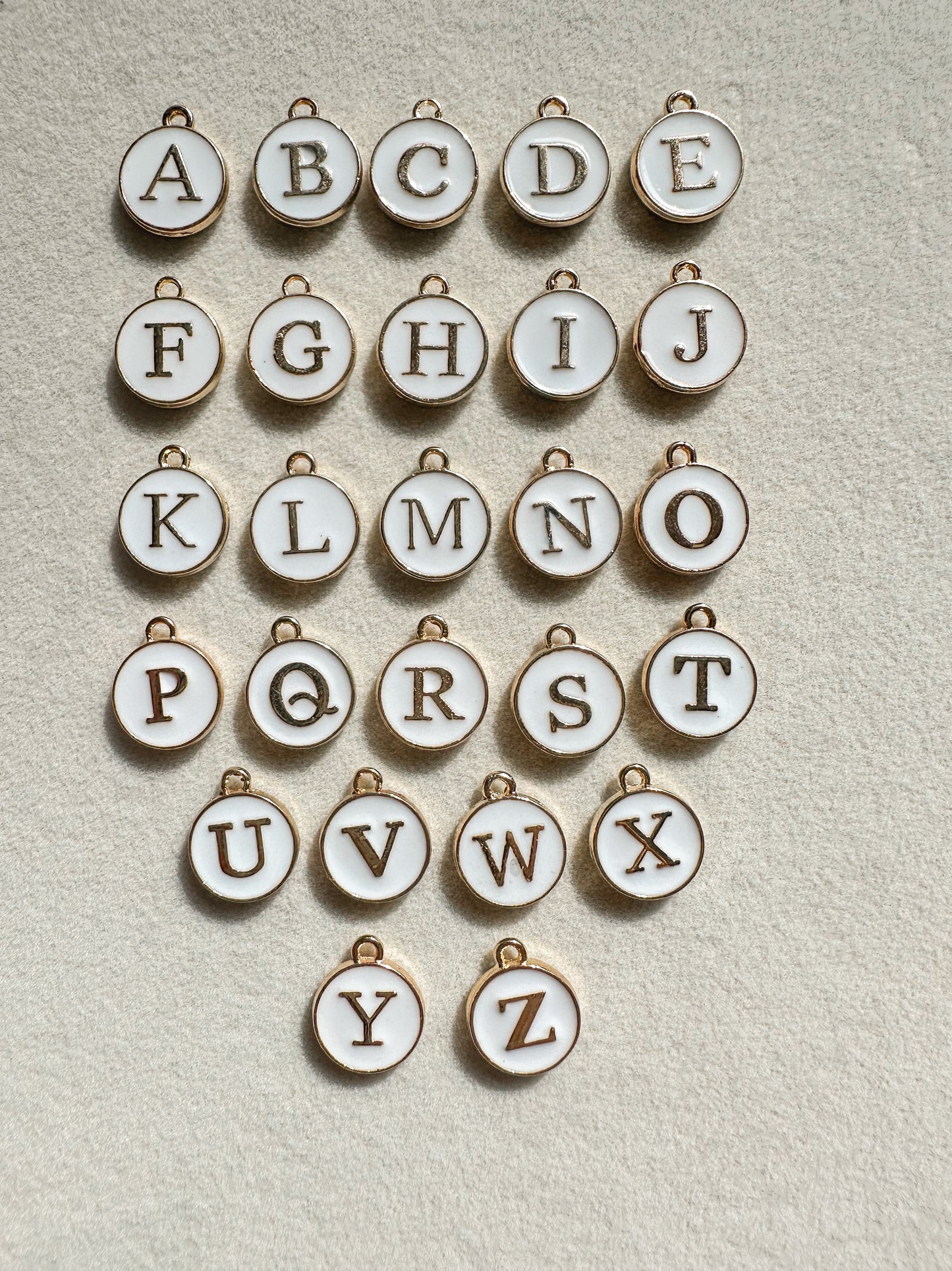 Circle Alphabet Charm | White